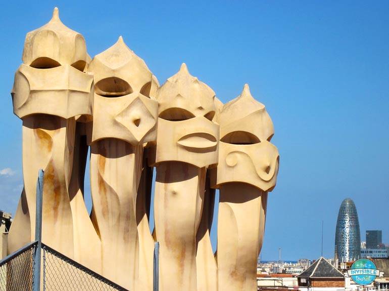 Quirky sculptures on the terrace rooftop