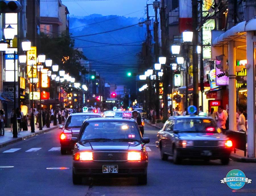 Taxis lined up in Kyoto
