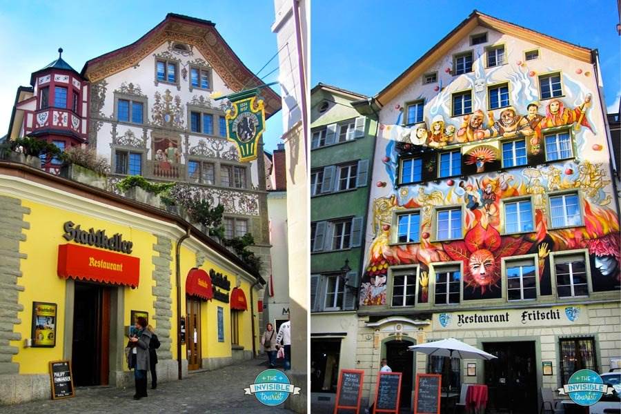 Painted façades in Lucerne's Old Town