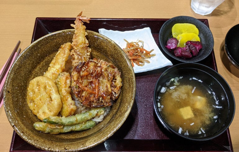 Tempura Vegetables and Miso for Lunch