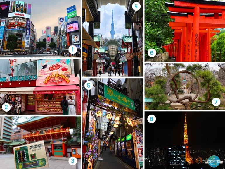Shibuya, Harajuku, Akihabara, Asakusa, Shinjuku, Ueno, Minato
