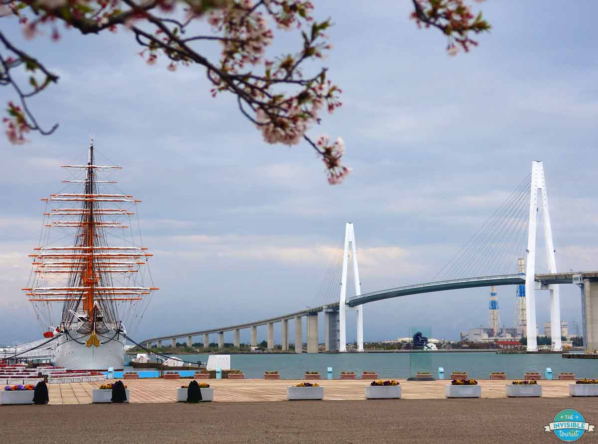 Kaiwomaru & Shinminato Bridge, Toyama Bay, Japan