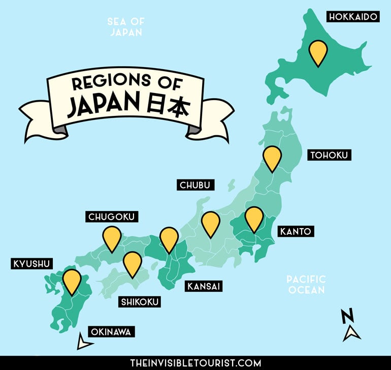 Regions of Japan Map | The Invisible Tourist