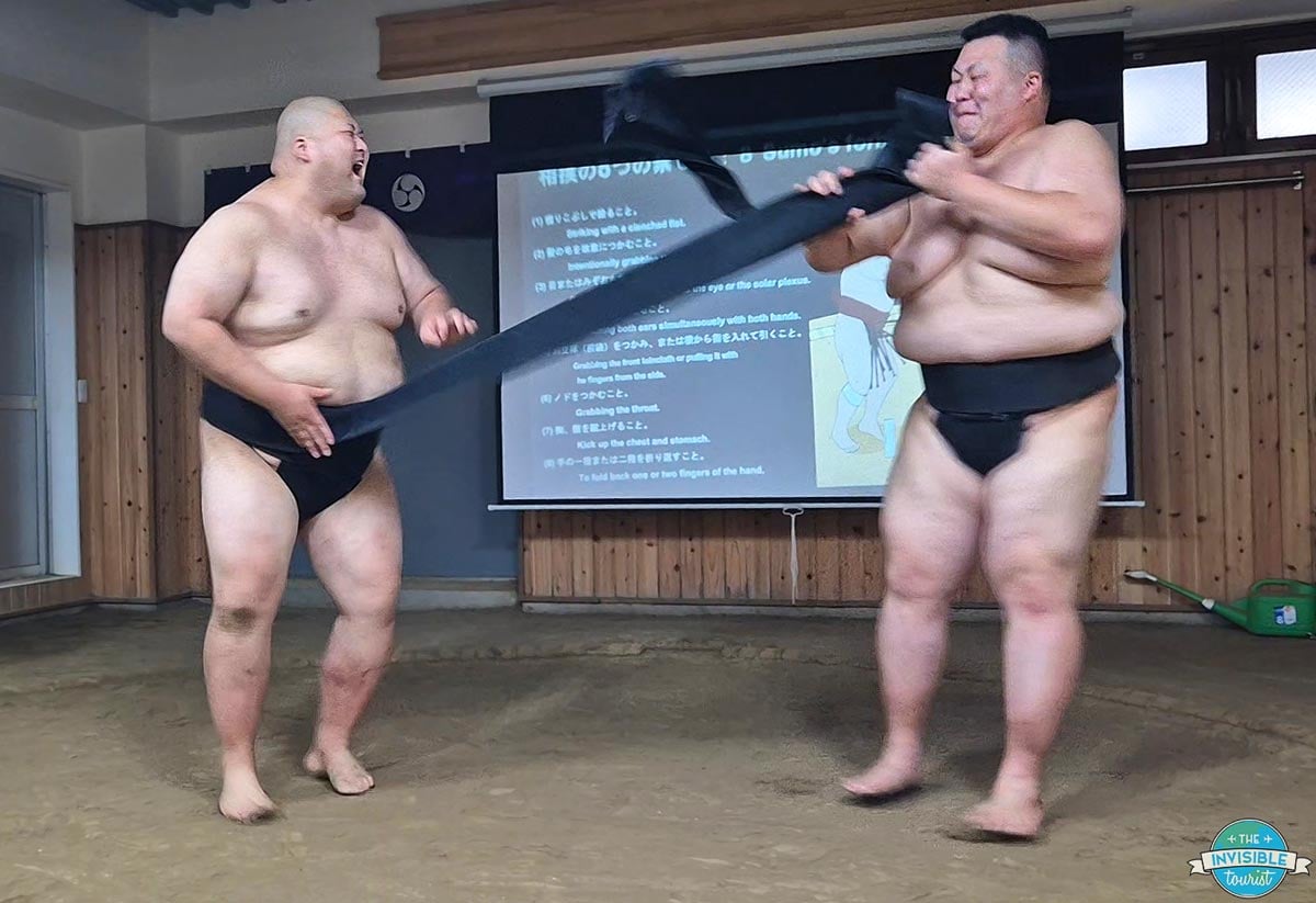 Our sumo training in Tokyo also showed us what not to do!
