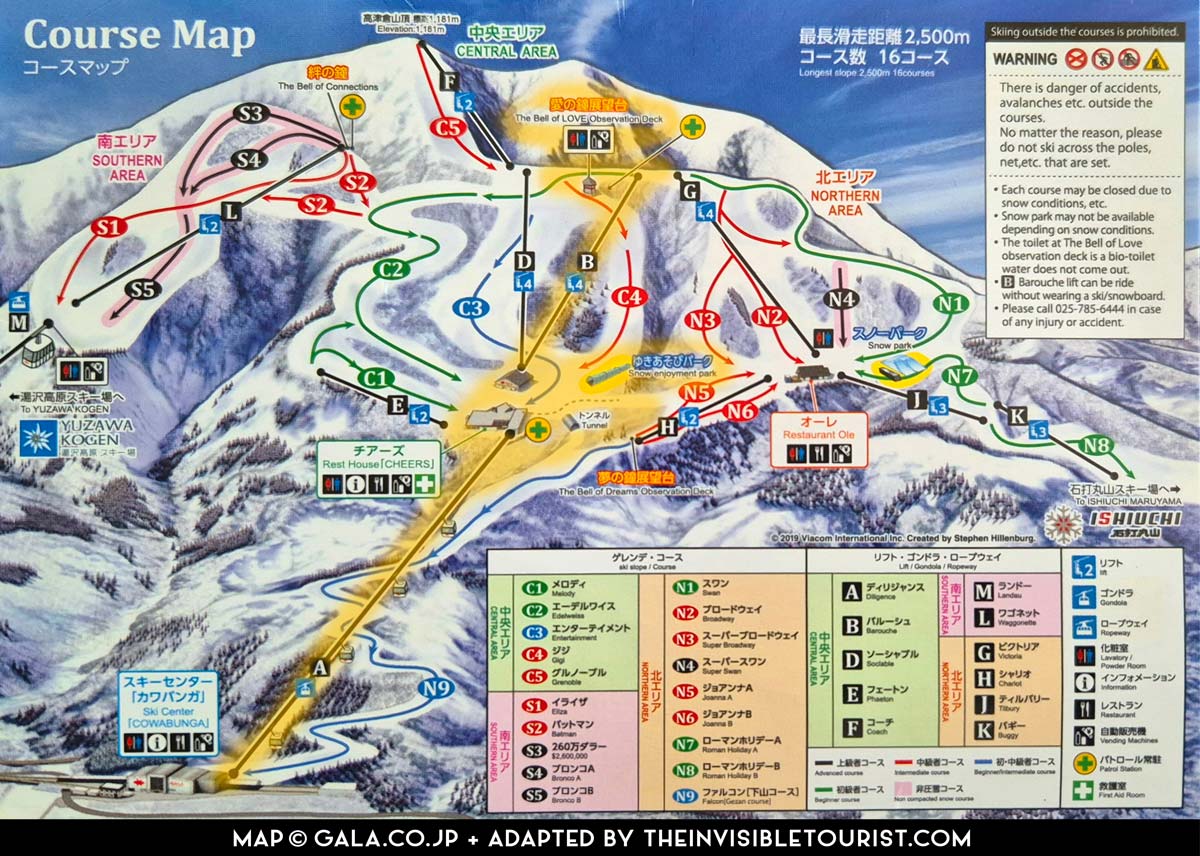 Gala Yuzawa Map for Non-Skiers