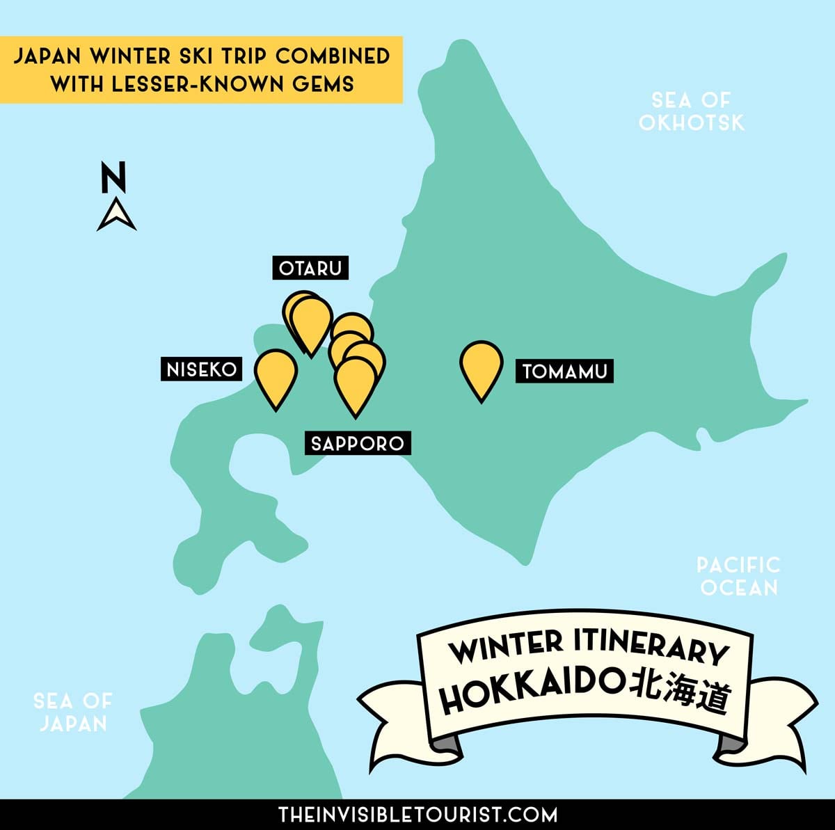 Hokkaido Itinerary: Winter Ski Trip & Snowy Gems Map | The Invisible Tourist