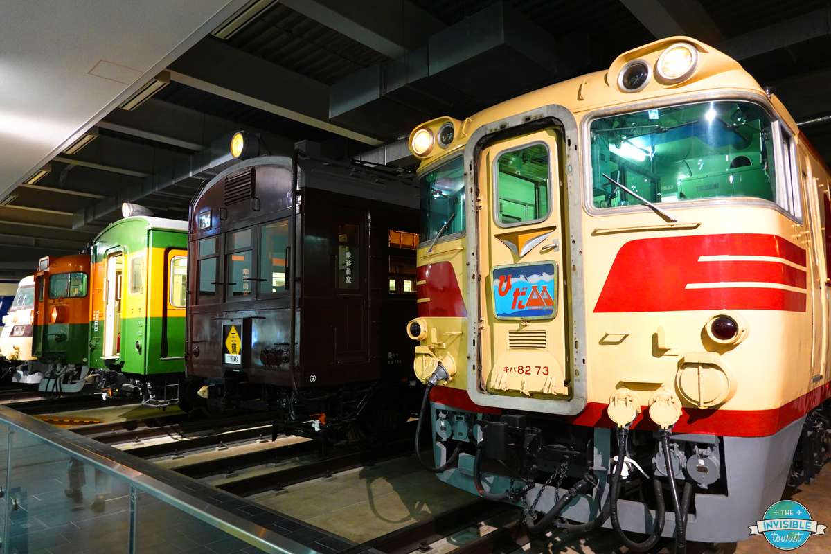 Historic trains on display at the SCMaglev and Railway Park, Nagoya