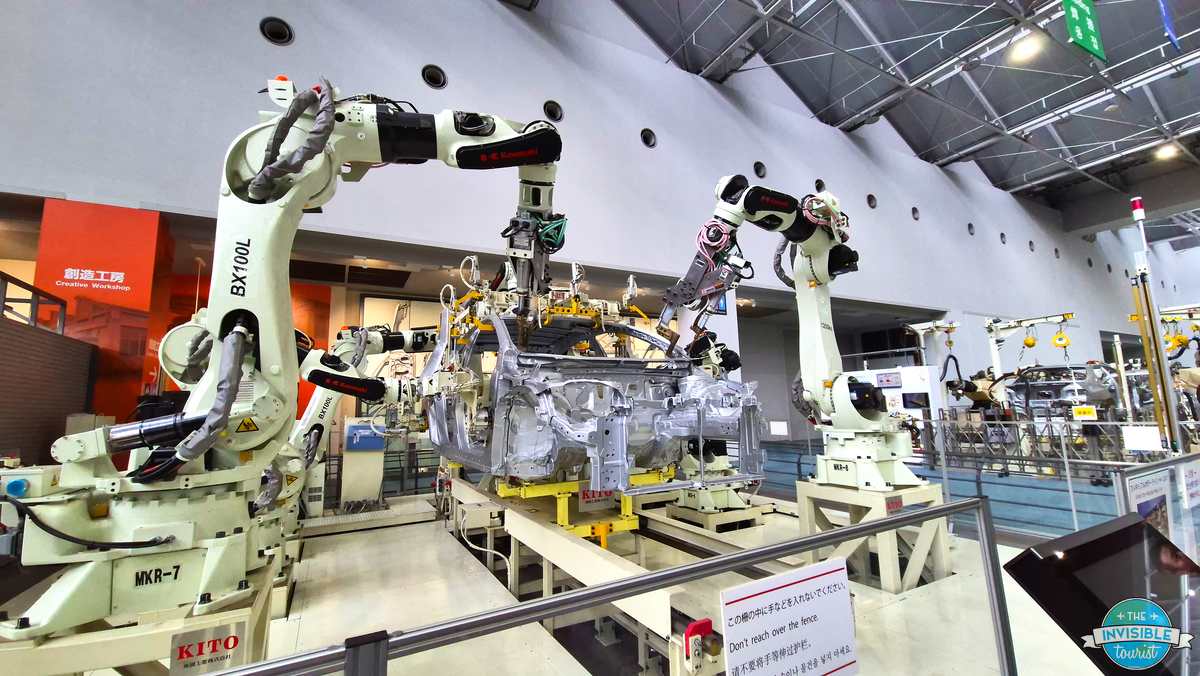Robots on a car assembly line at the Toyota Commemorative Museum of Industry and Technology, Nagoya