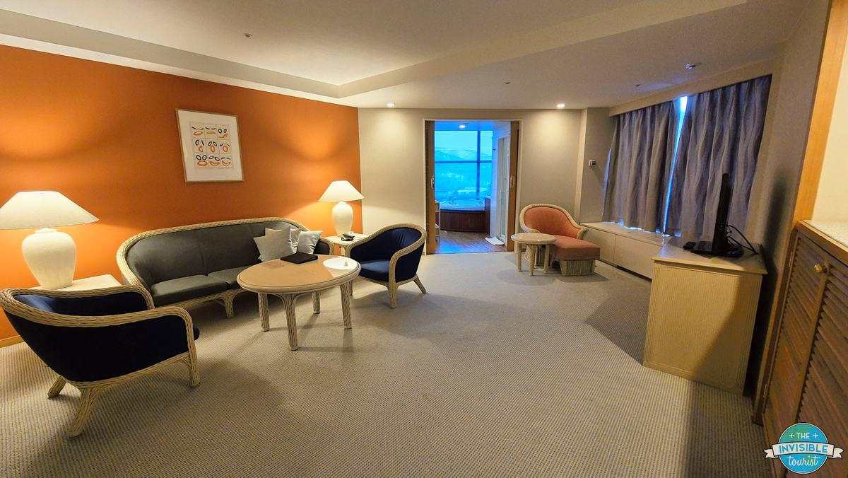 Living room of a suite at Hoshino Resorts Risonare Tomamu